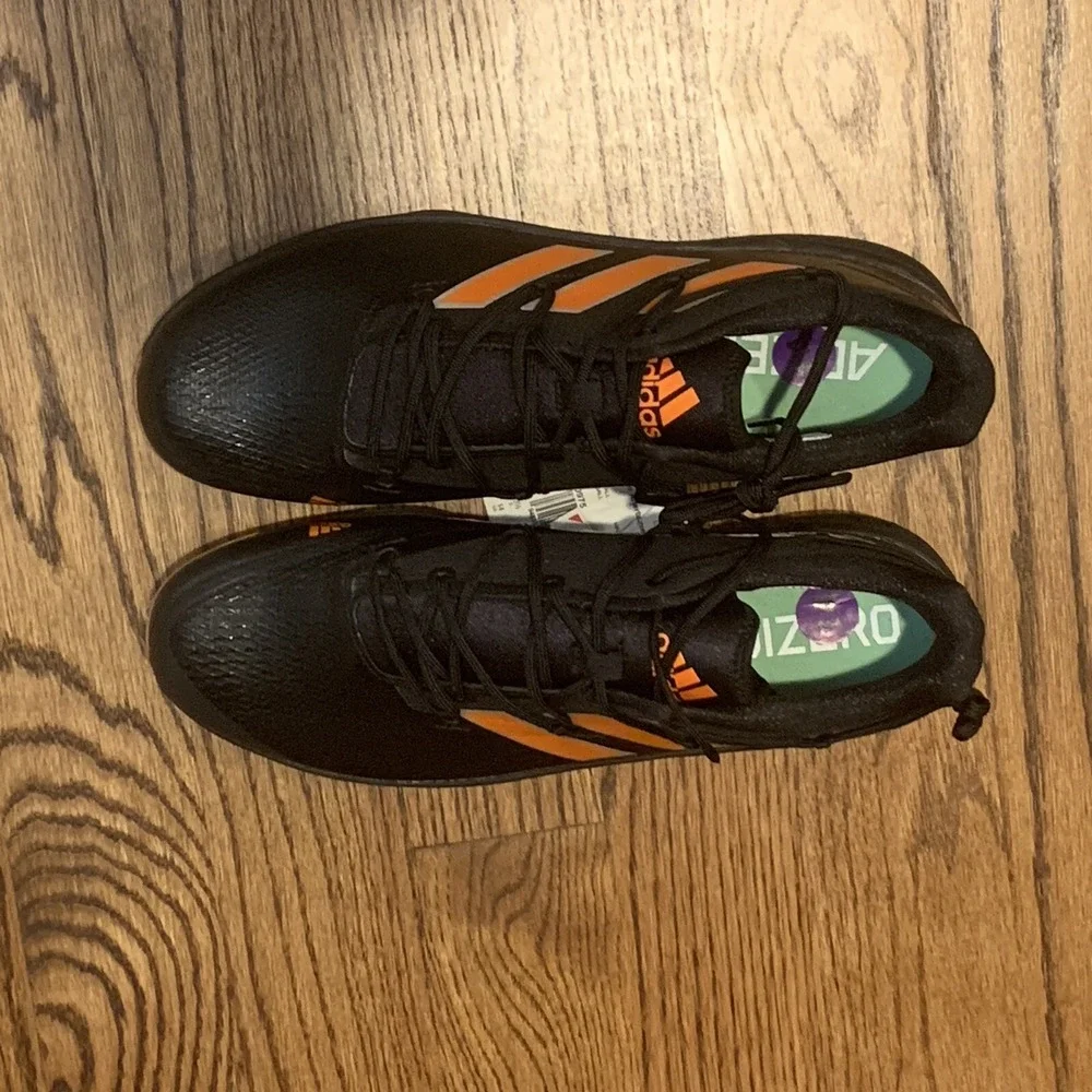 Adidas Adizero Afterburner 8 Black Orange Metal Baseball Cleats Men's 14 H00975